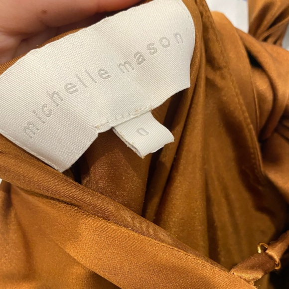 Michelle Mason One Shoulder Gown with Tie - Toffee - Picture 4 of 8